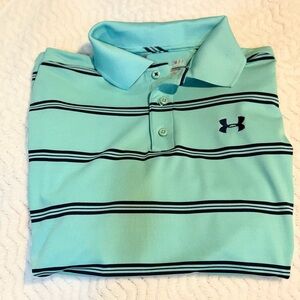 Under Armour Men's Mint Green Polo with Black Stripes